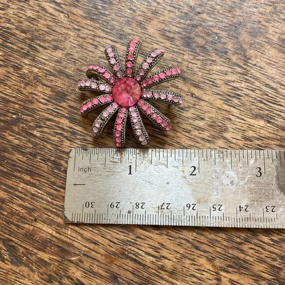 Lot of 7 vintage pins / brooches floral, rhinestine gold silver - Picture 6 of 9